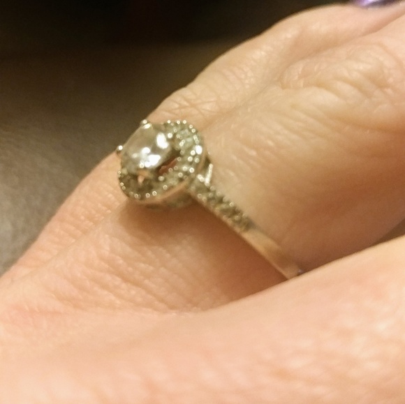 Sterling silver halo engagement ring. - Picture 2 of 5